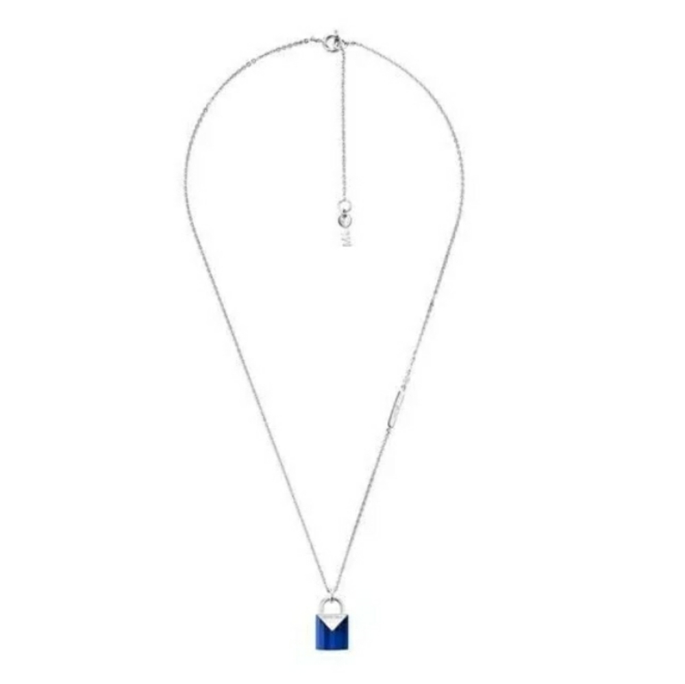 Sterling silver blue sapphire padlock necklace New - Picture 4 of 7